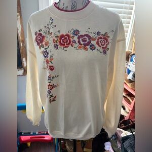 Basic editions Vintage 90s Cute Floral Flowers Crewneck Sweatshirt
